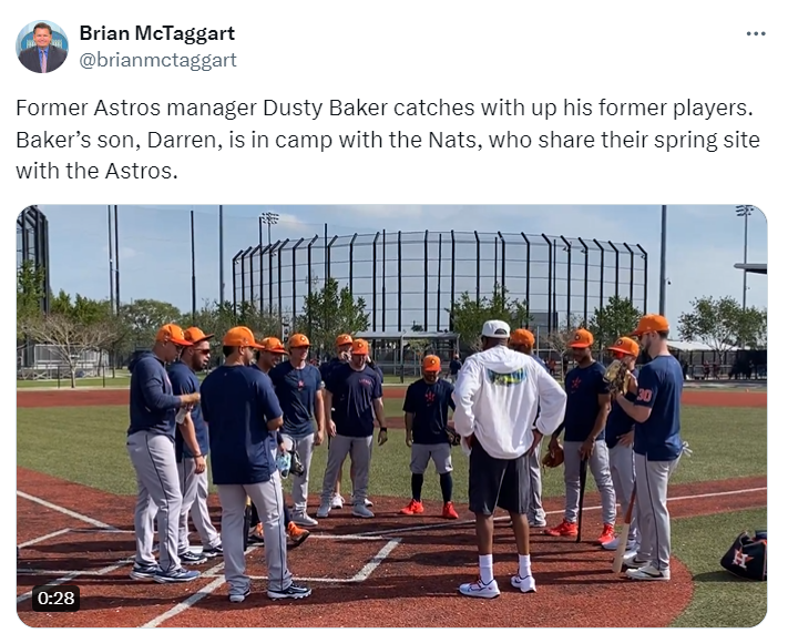 Brian McTaggart's post from Dusty Baker's visit