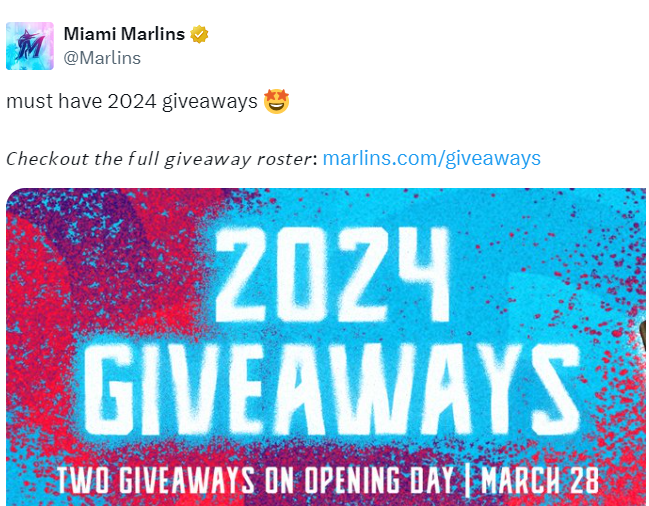 Marlins post for 2024 giveaways