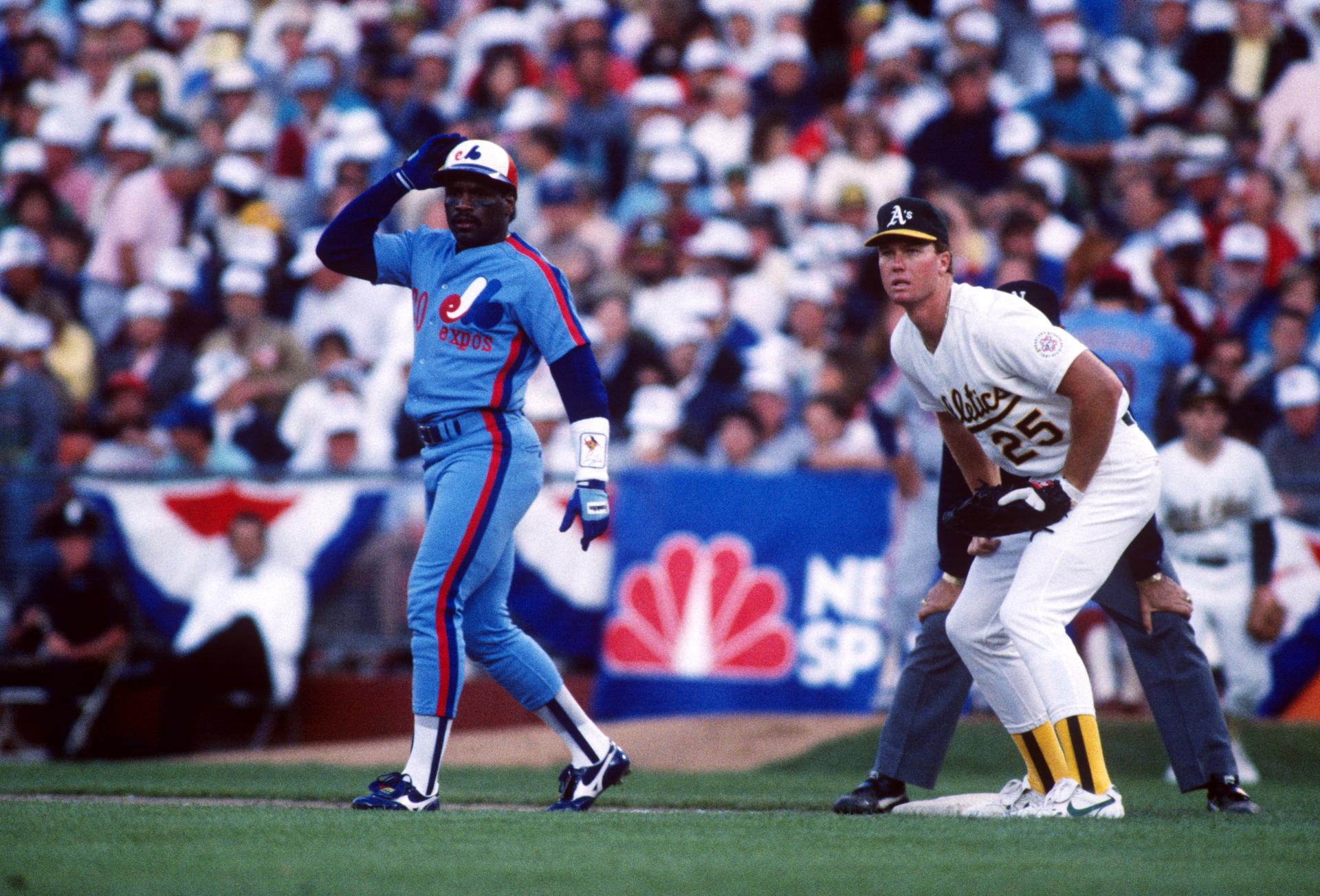 Tim Raines and Mark McGwire at the 1987 MLB All-Star Game