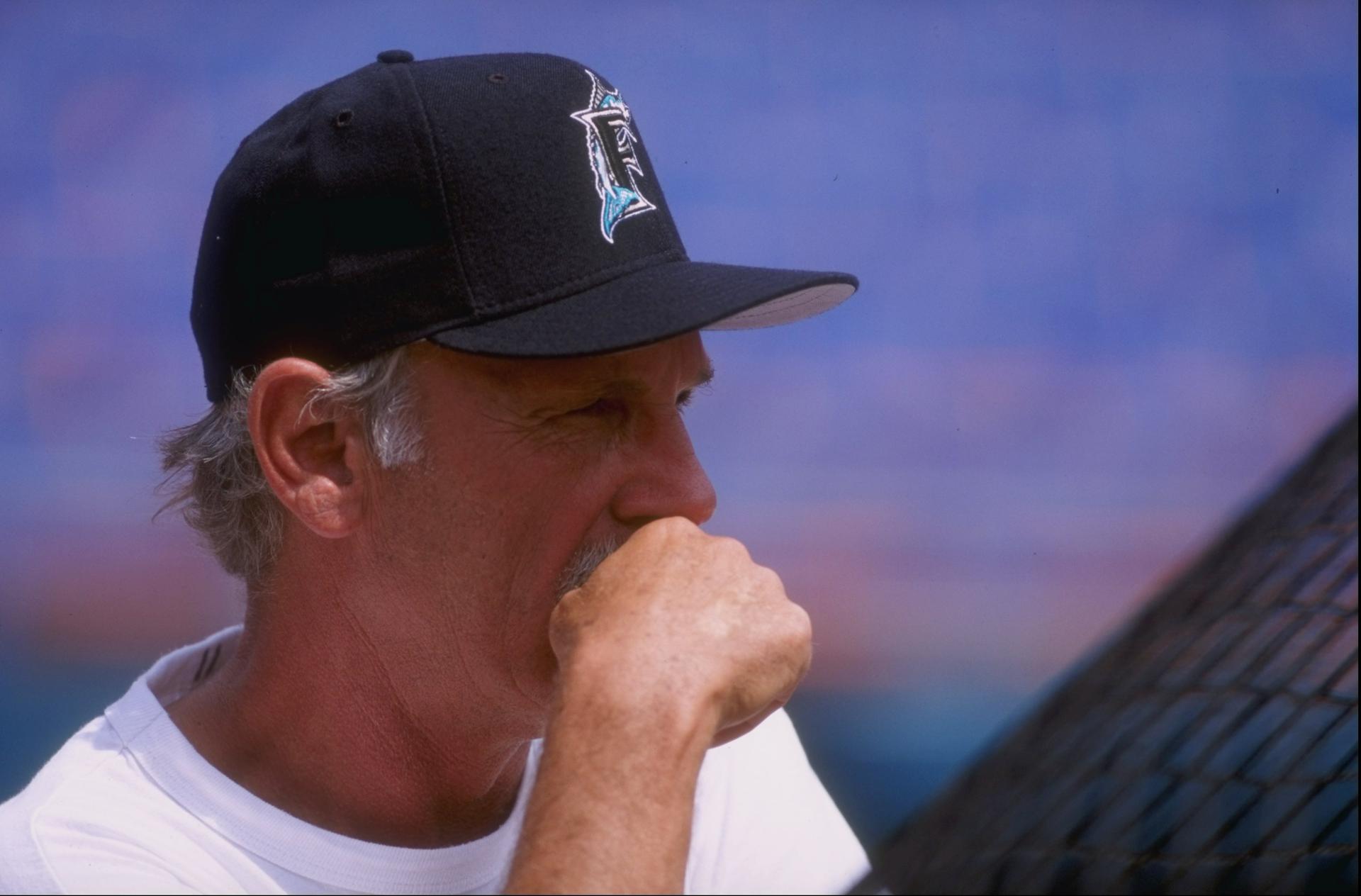 Former Marlins manager Jim Leyland looks off into the distancee