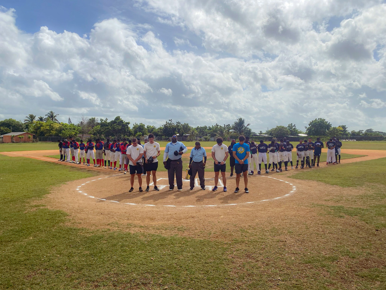 Moments before first pitch between two teams in the inaugural Blessed Feet tournament