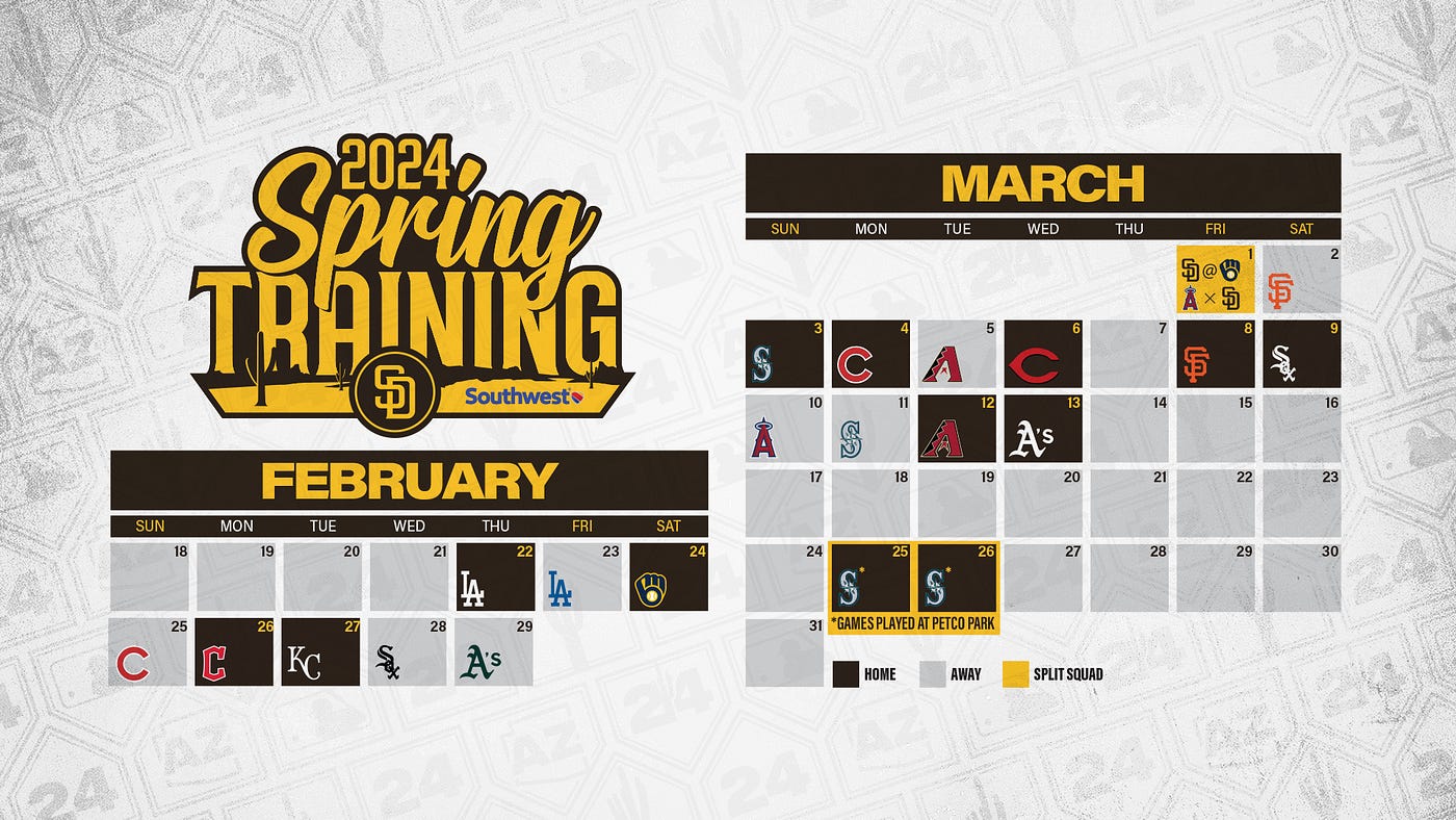 Padres 2024 Spring Training schedule
