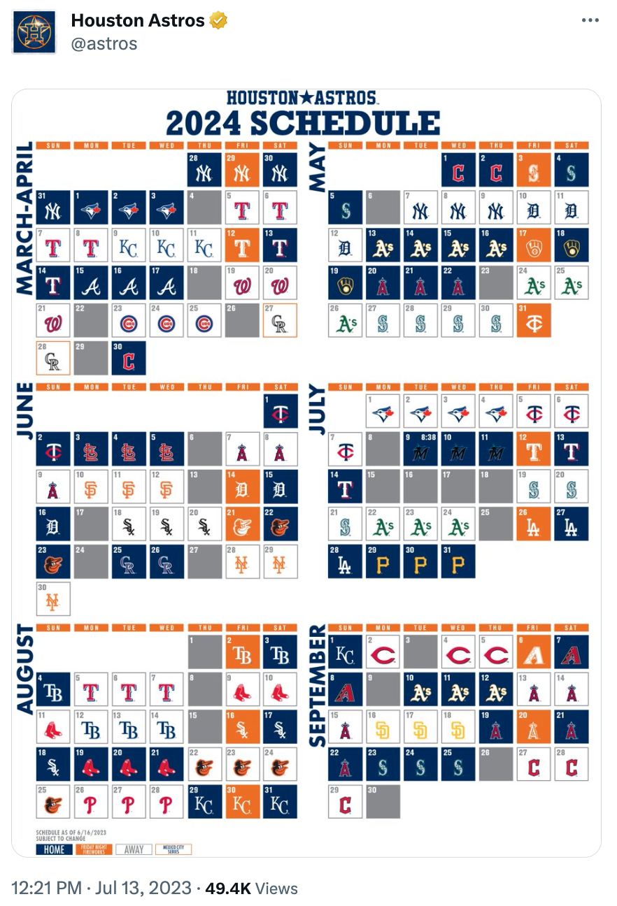 2024 Astros schedule