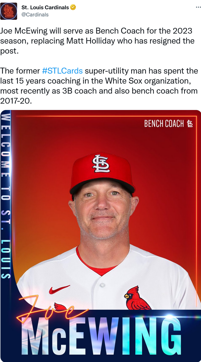 Joe McEwing announced as Cardinals' bench coach