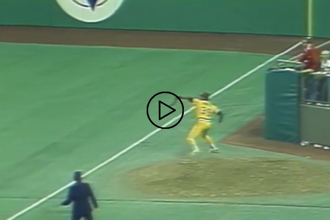 Dave Parker throws out Brian Downing at the 1979 All-Star Game