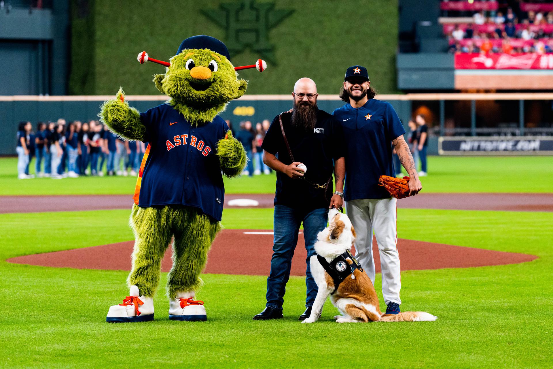 Lance McCullers Jr. with Jodie Revils and Donna, a support dog