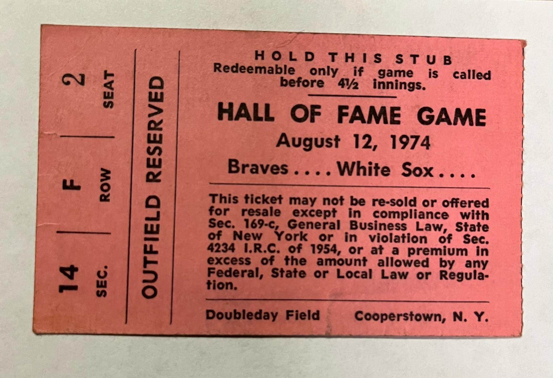 Hall of Fame Game ticket