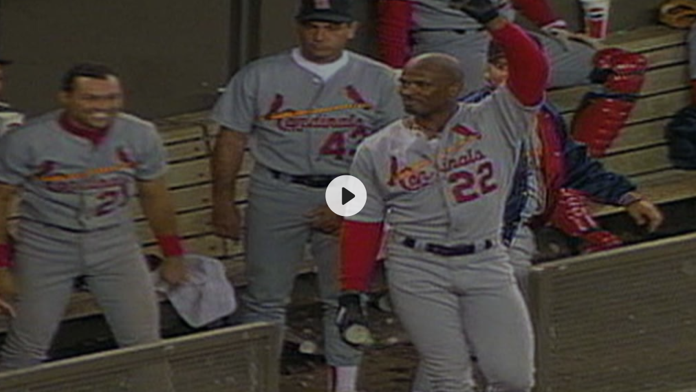 Mark Whiten hits a grand slam, Geronimo Peña pushes him out of the dugout to salute the crowd