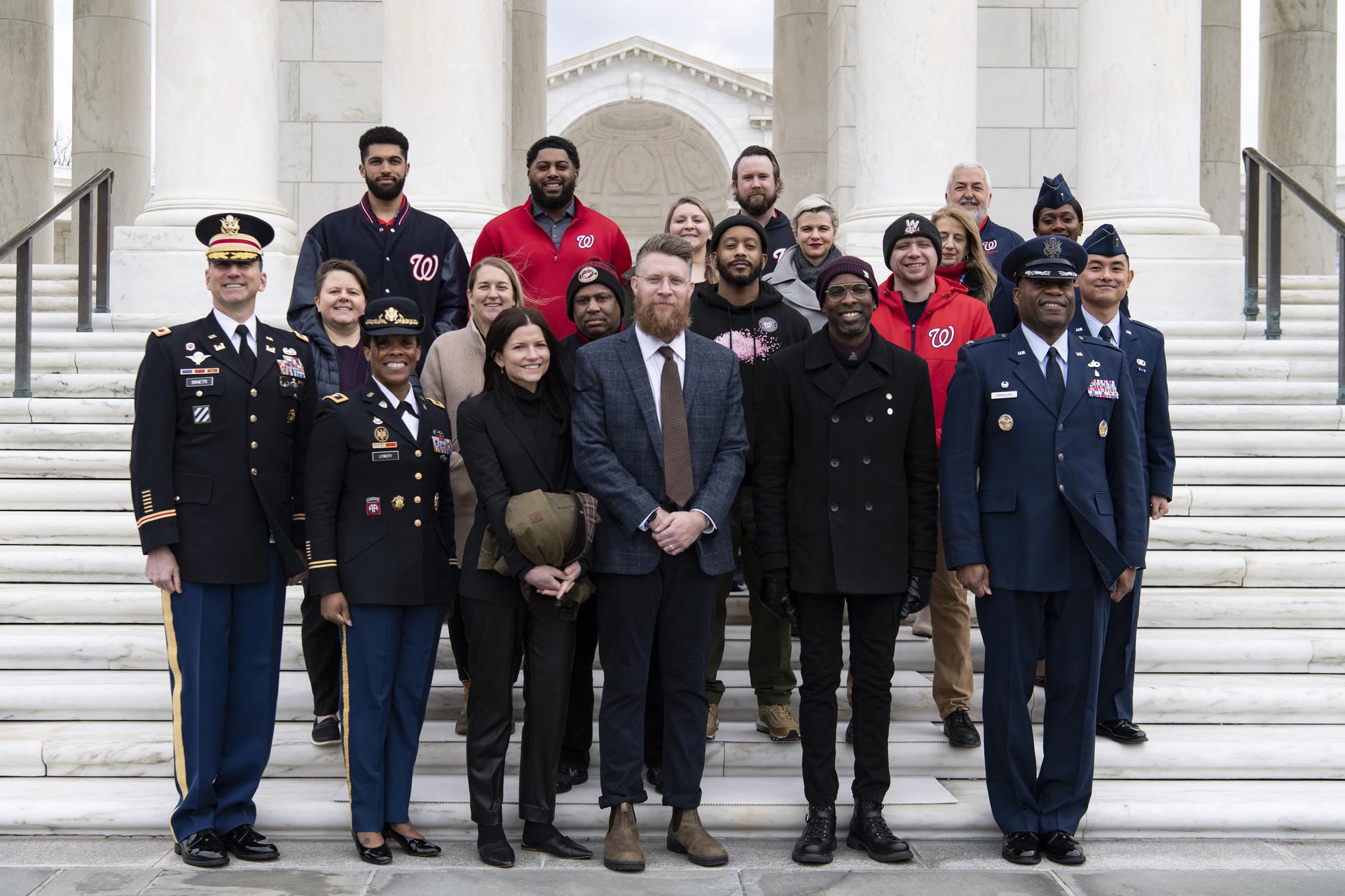 Sean Doolittle and members of the Nationals' front office at Arlington National Cemetery (Credit: Arlington National Cemetery)