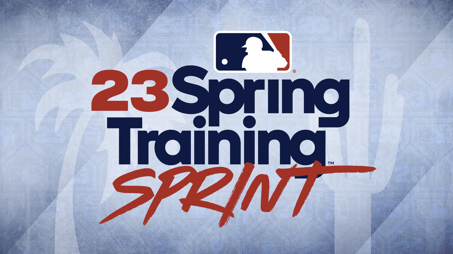 The words 23 Spring Training Sprint with the MLB logo in front of a palm tree and a cactus