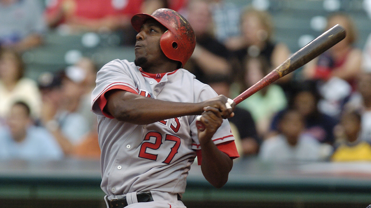 Vladimir Guerrero follows through on a swing