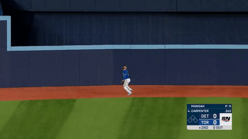 An animated gif of the Blue Jays' Kevin Kiermaier robbing a home run