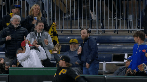 An animated gif of Jack Suwinski coming down with a catch at the wall