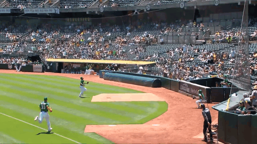 An animated gif of Jace Peterson making a running catch