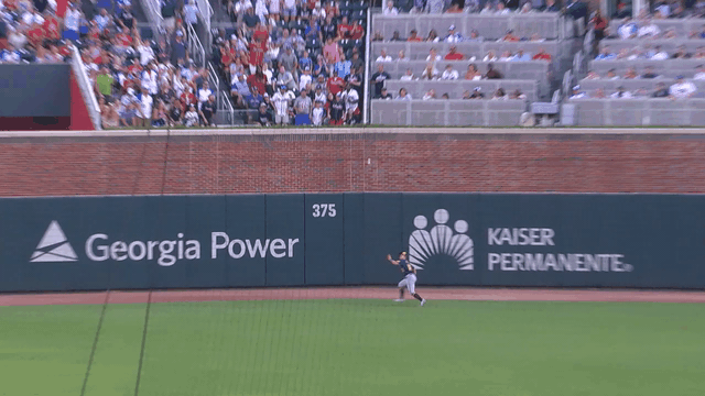 An animated gif of Sal Frelick making a running catch