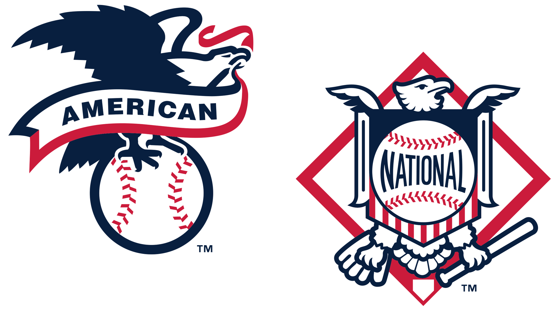 The American League and National League logos