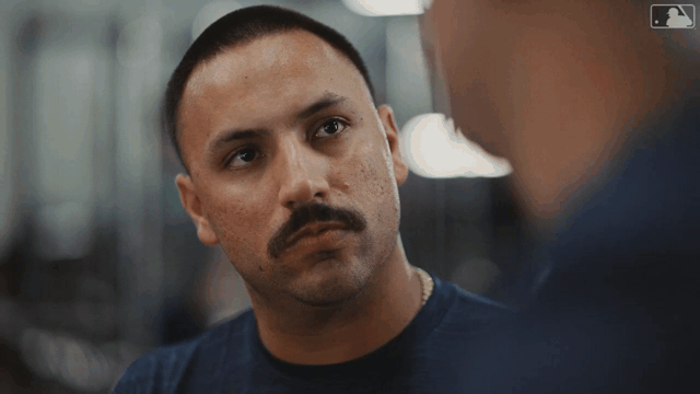 An animated gif shows Nestor Cortes watching as Jose Trevino runs on a treadmill