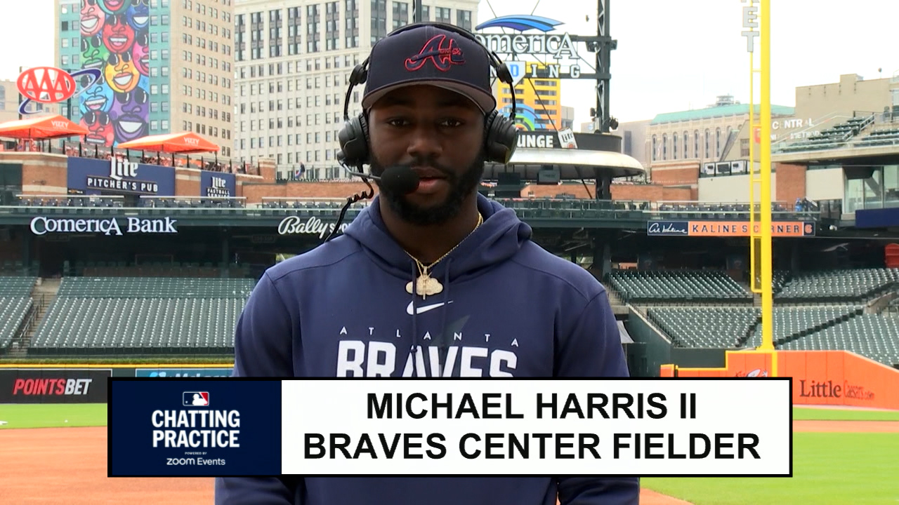 A screenshot of Michael Harris II at a ballpark wearing a headset