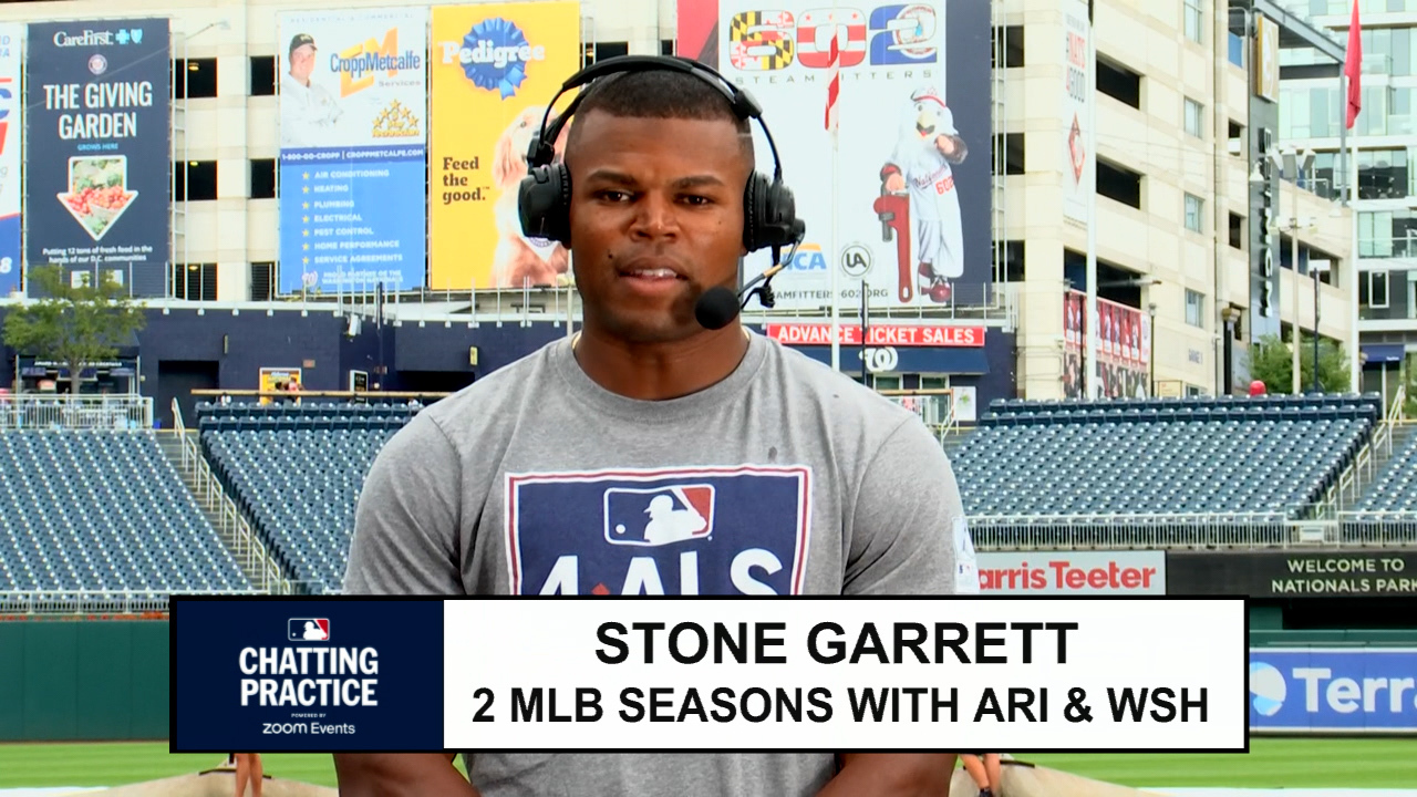 A screengrab of Stone Garrett wearing a headset at the ballpark