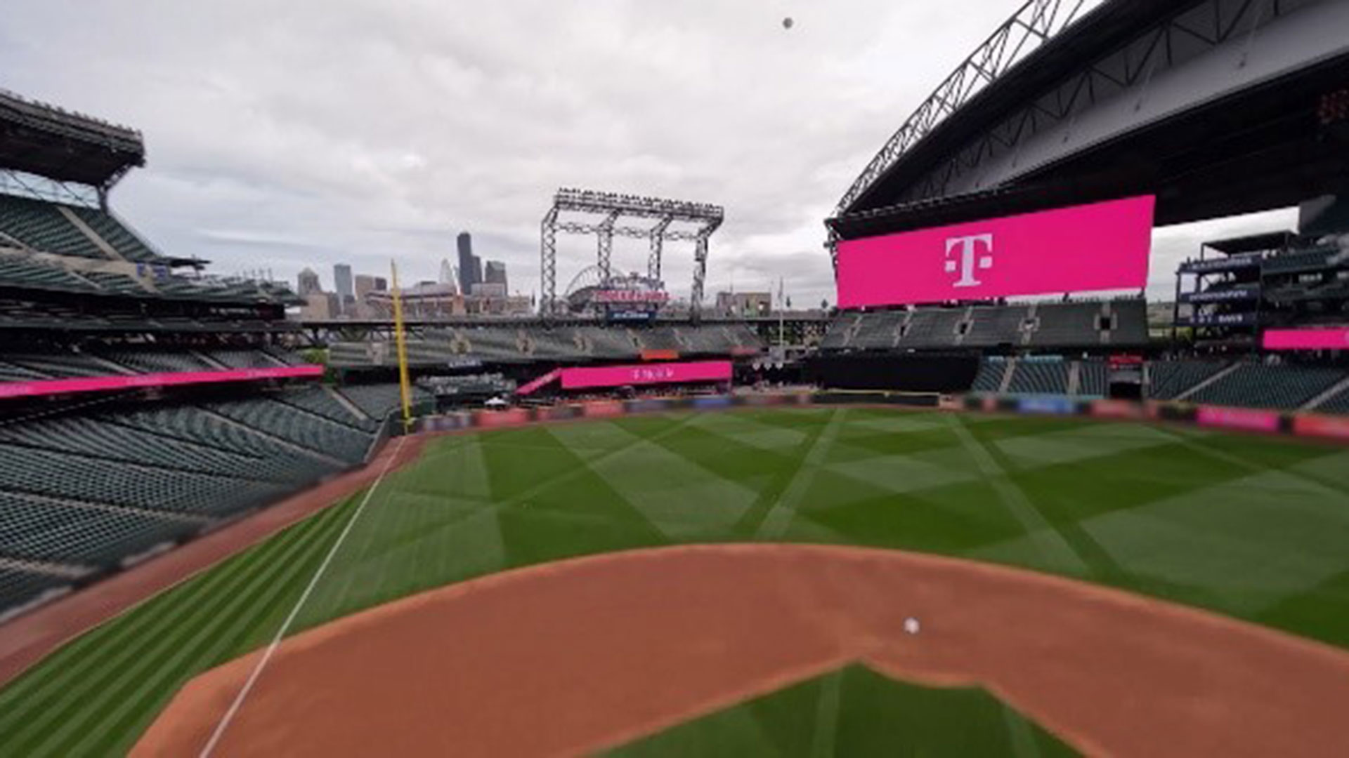 A drone view of T-Mobile Park