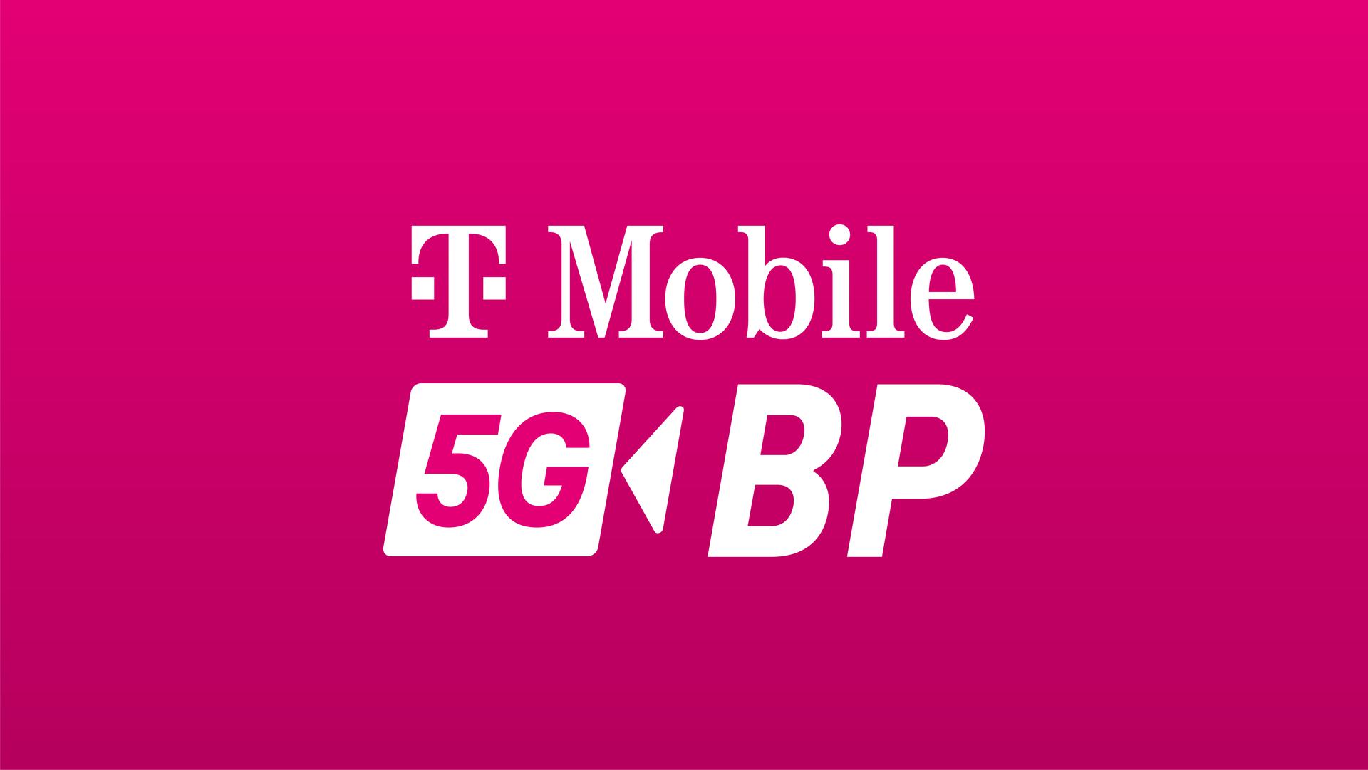 A bright pink background with the words ''T-Mobile 5G BP'' in white