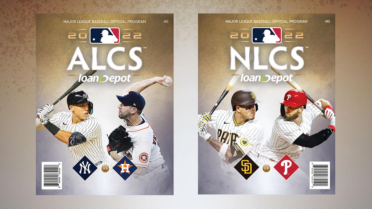 Pictured are the covers of the ALCS and NLCS official programs