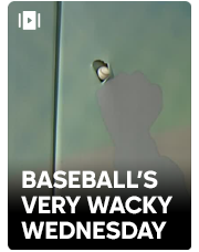 Ball stuck in wall during wacky Wednesday in baseball